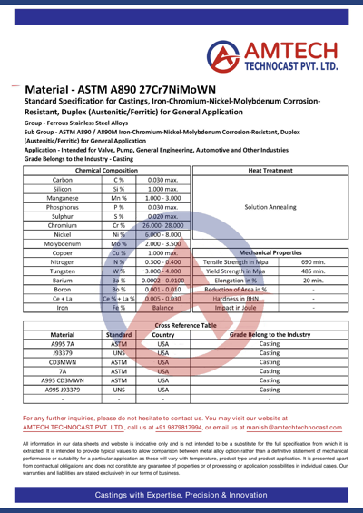 ASTM A890 27Cr7NiMoWN